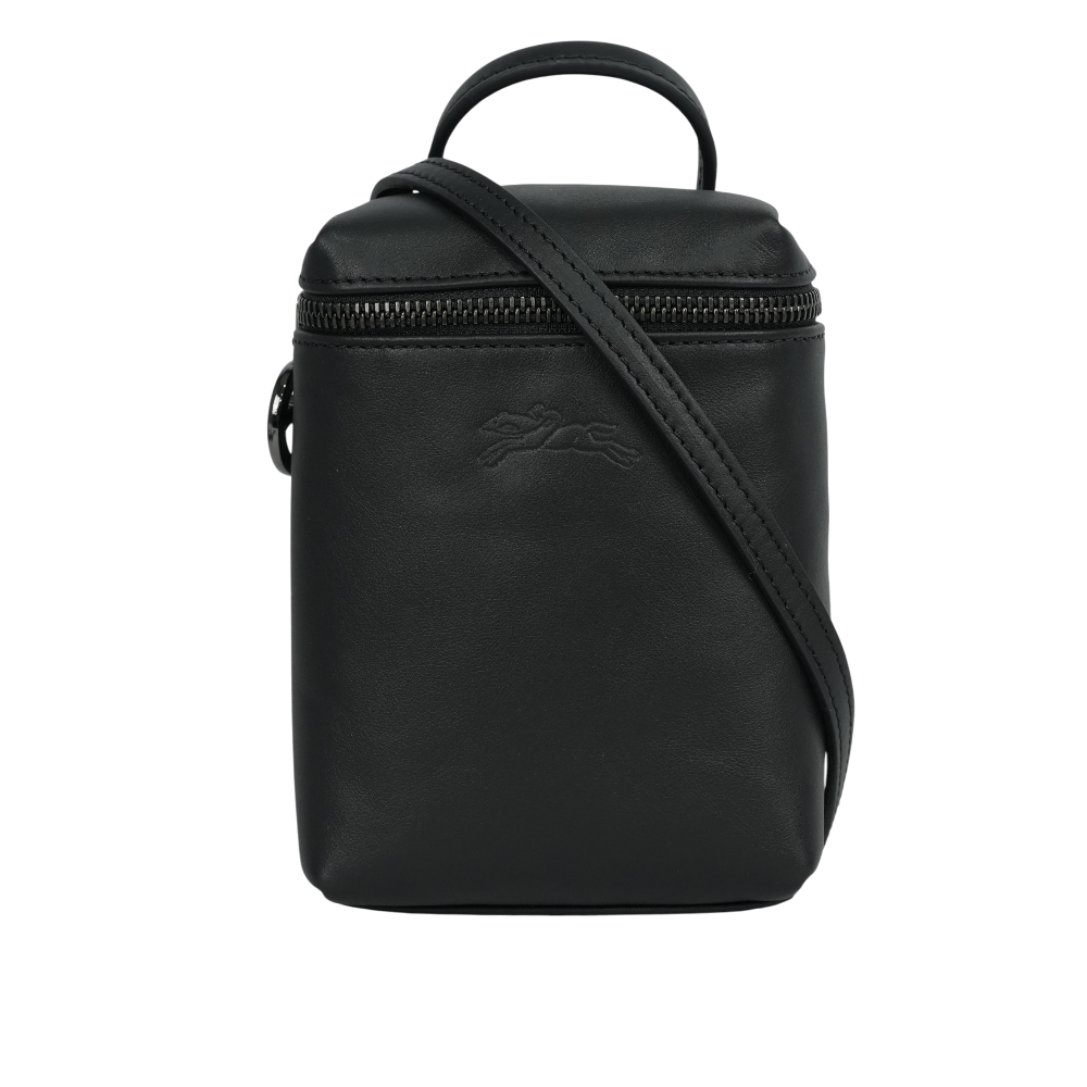 Longchamp Le Pliage Xtra XS 小牛皮拉鍊迷你手提/斜背二用包(黑色)