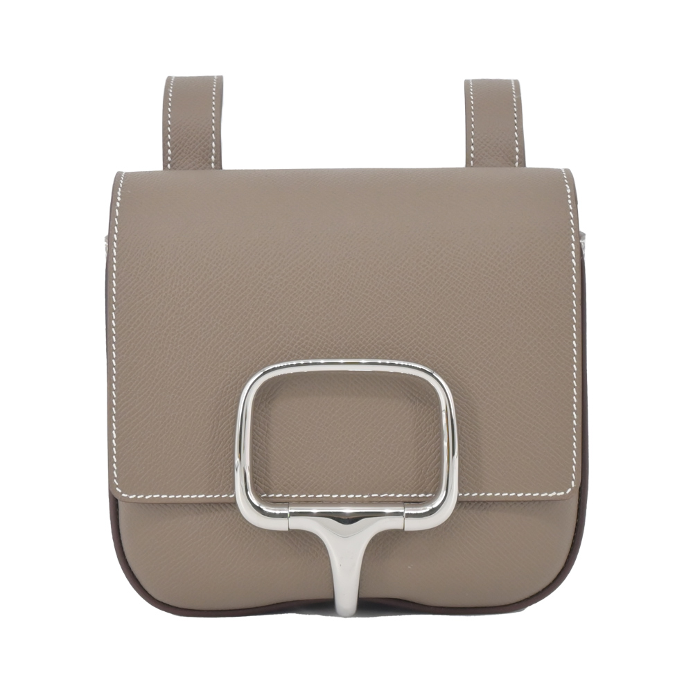 HERMES 愛馬仕 Della Cavalleria mini bag Epsom W刻 斜背包(18大象灰/銀釦)