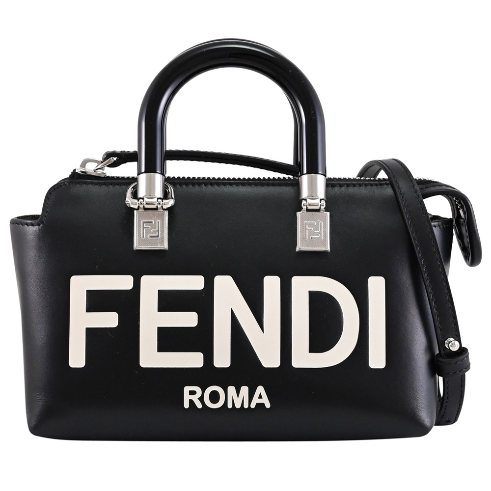 FENDI 芬迪 BY THE WAY MINI 硬質造型提把迷你兩用包.黑