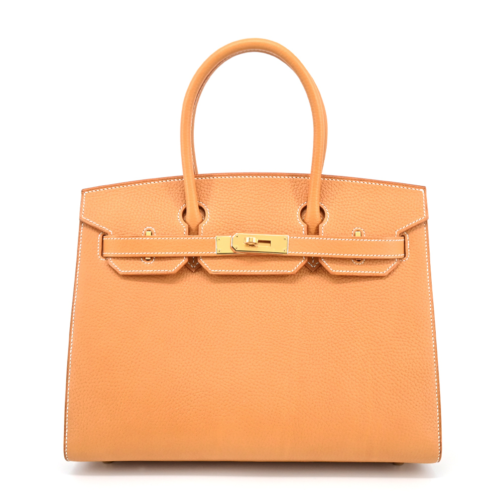 HERMES 愛馬仕 Birkin 30cm B刻 天然牛皮柏金包(21沙色/金釦)