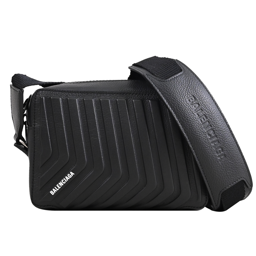 BALENCIAGA 巴黎世家 Car Camera 牛皮斜背相機包.黑