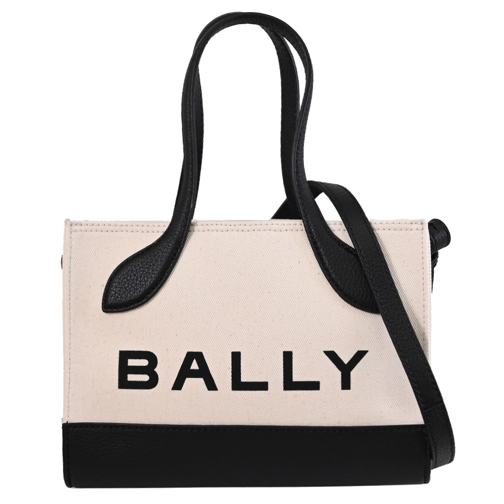 BALLY BAR KEEP 燙印LOGO兩用托特包.米/黑