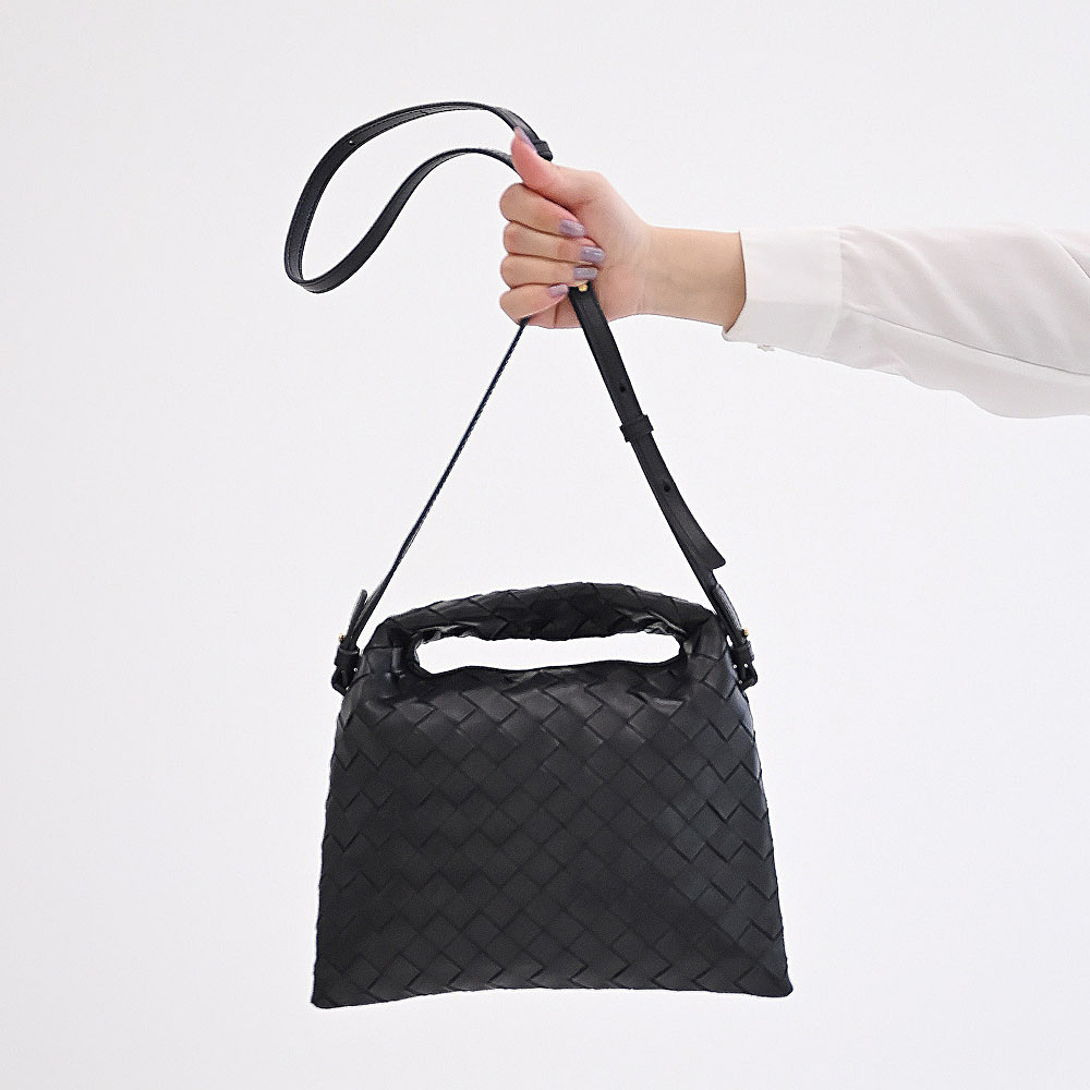 BOTTEGA VENETA 寶緹嘉 Mini Hop 編織牛皮兩用斜背包.深灰藍