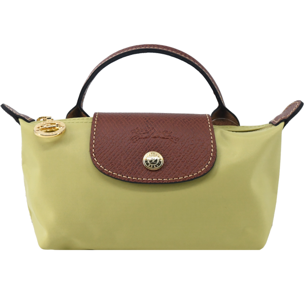 Longchamp LE PLIAGE系列再生尼龍手提化妝包(開心果綠)