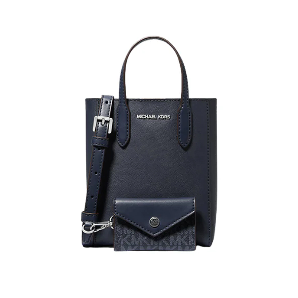 Michael Kors 素色兩用小方包附小零錢包-深藍