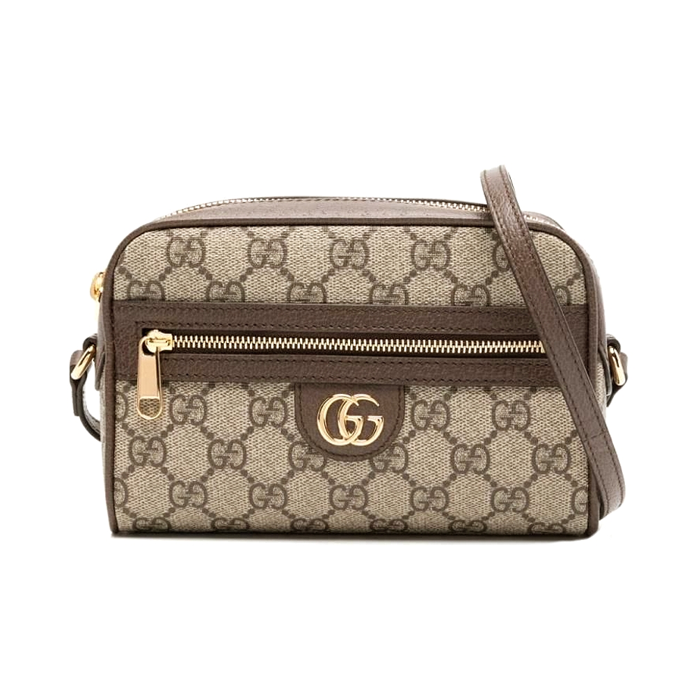 GUCCI 古馳 GG Supreme斜背包(棕色)