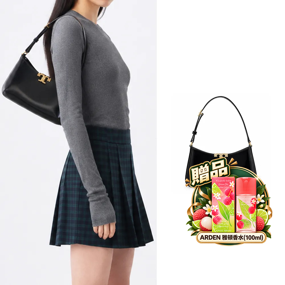 TORY BURCH Eleanor Slim 水鑽LOGO手提肩背包(黑)
