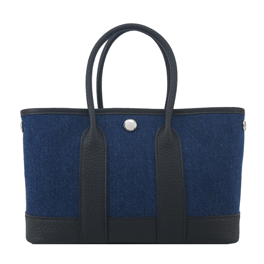 HERMES 愛馬仕 Mini Garden Party 帆布手提包(AA丹寧/K刻/銀釦)