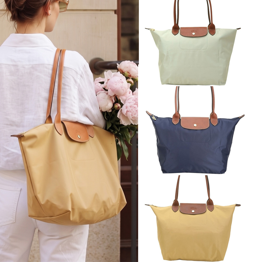 Longchamp Le Pliage 大型 經典原創/刺繡 長提把尼龍摺疊肩背水餃包(多款)