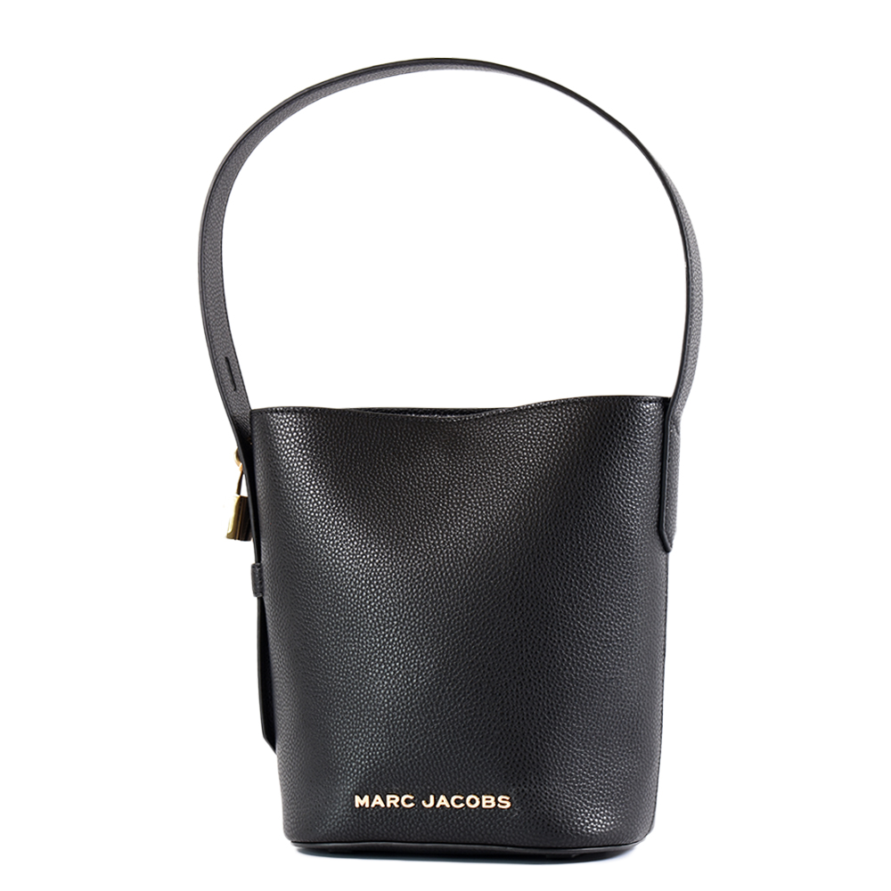 MARC JACOBS 牛皮荔枝紋肩背鎖頭包-黑色
