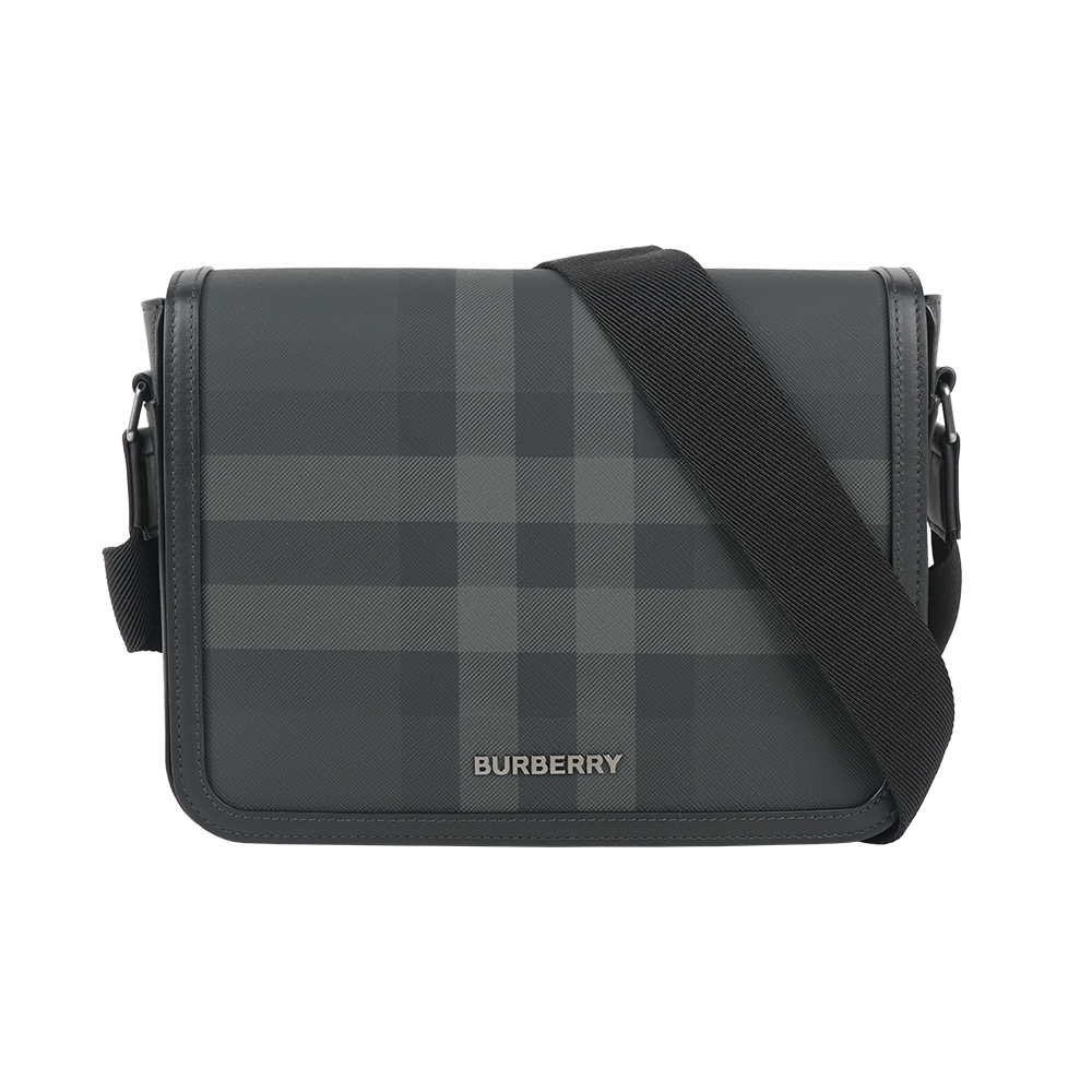 BURBERRY 巴寶莉 Alfred 塗層帆布及小牛皮小款斜背包(炭灰色)