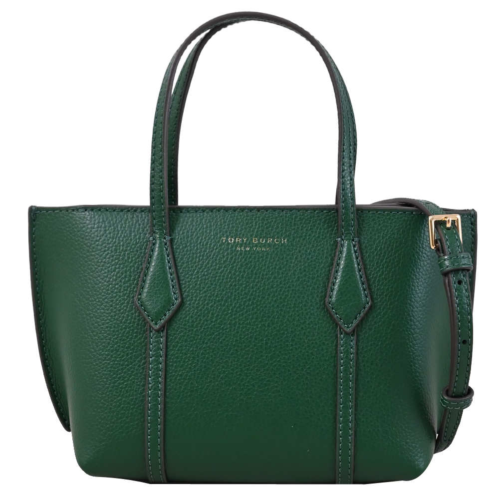 TORY BURCH Perry Mini 燙金LOGO兩用托特包.深綠