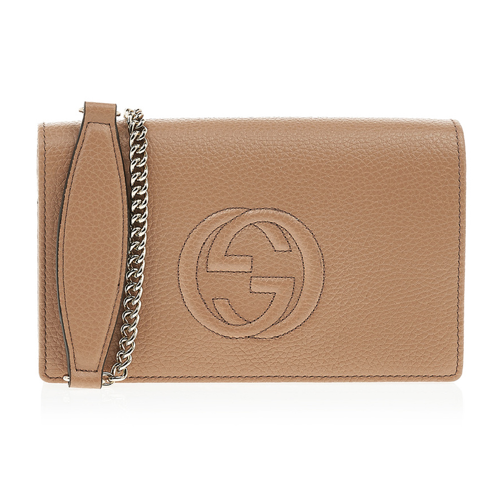GUCCI 古馳 598211 經典SOHO鍊帶WOC手拿/斜背兩用包(膚色)