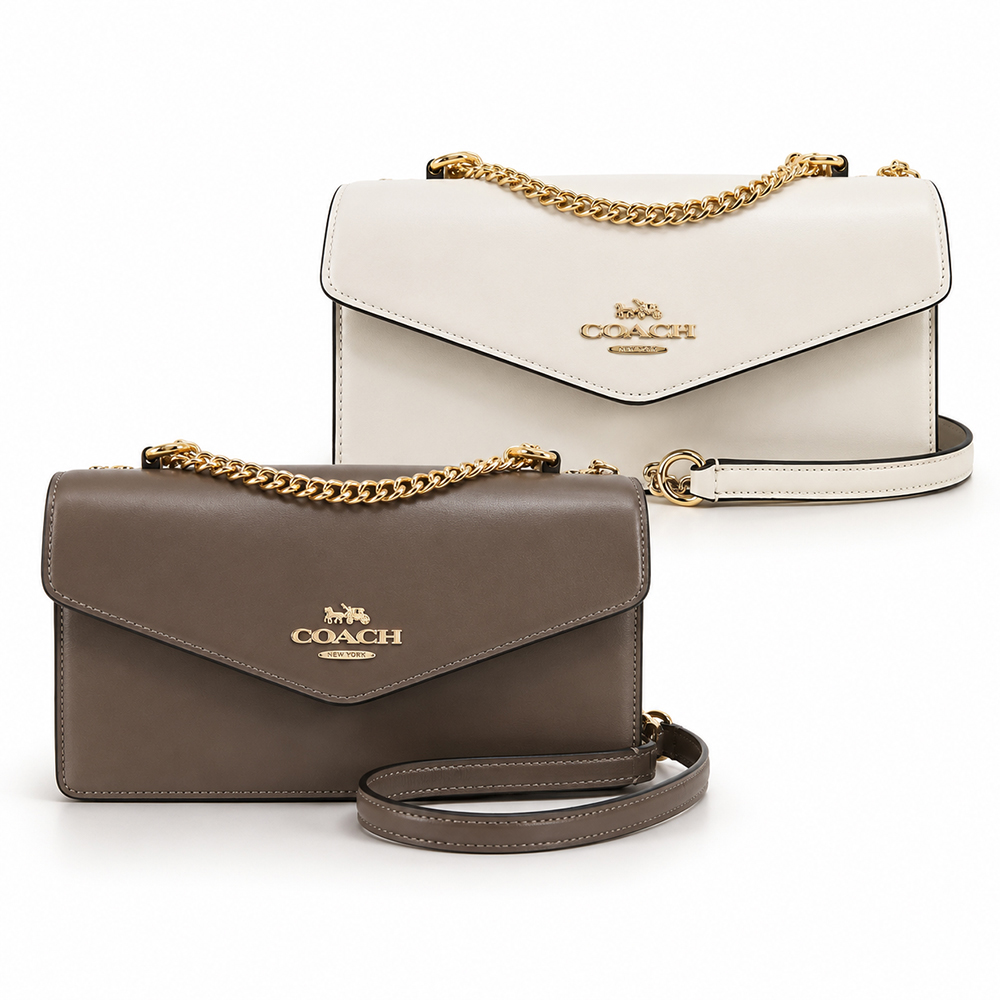 COACH 蔻馳 Klare Envelope 經典防刮皮革兩用風琴包(迷你/多色)