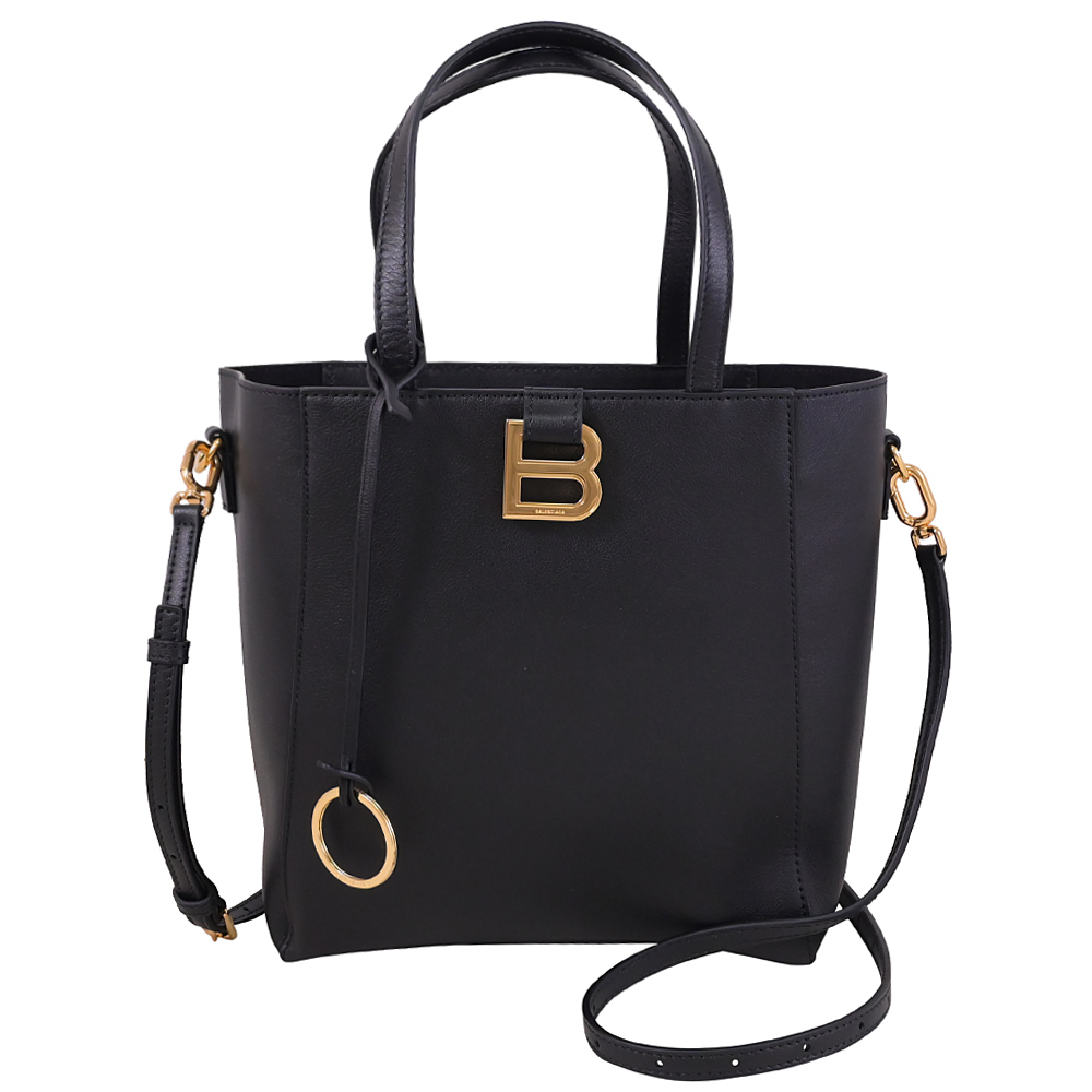 BALENCIAGA 巴黎世家 Hourglass 金屬B LOGO兩用包.黑