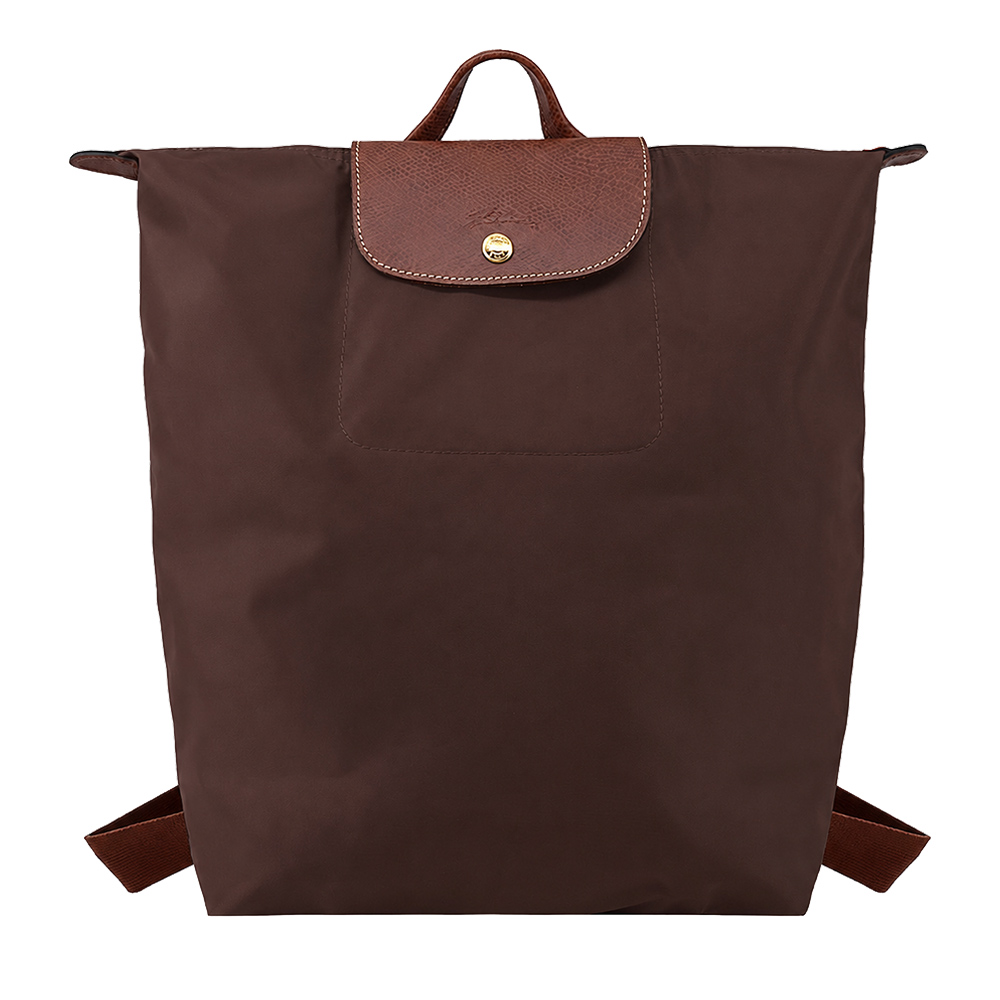 Longchamp LE PLIAGE系列再生尼龍摺疊後背包(中/摩卡)