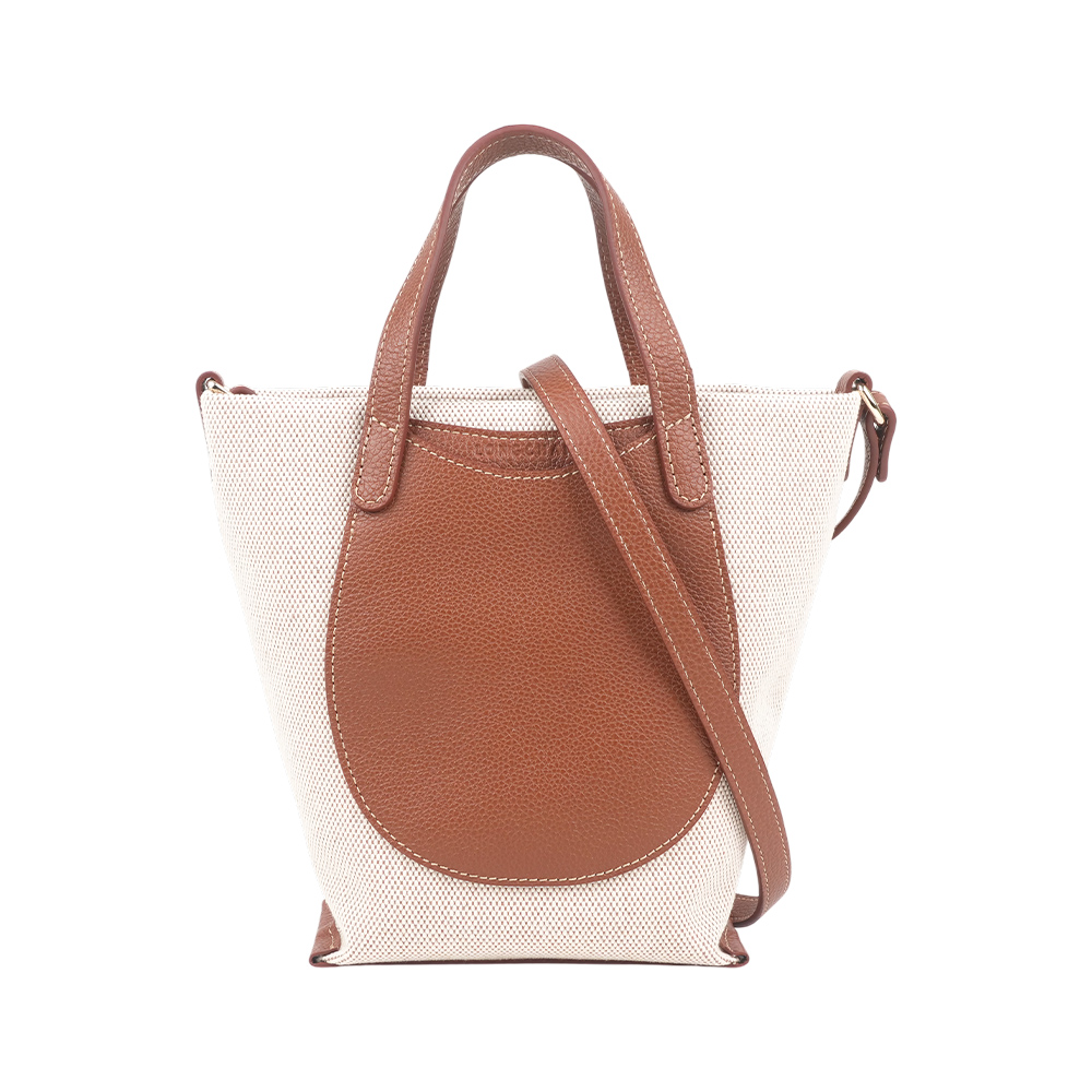 Longchamp Complice S 帆布及牛皮小款二用包(焦糖色)