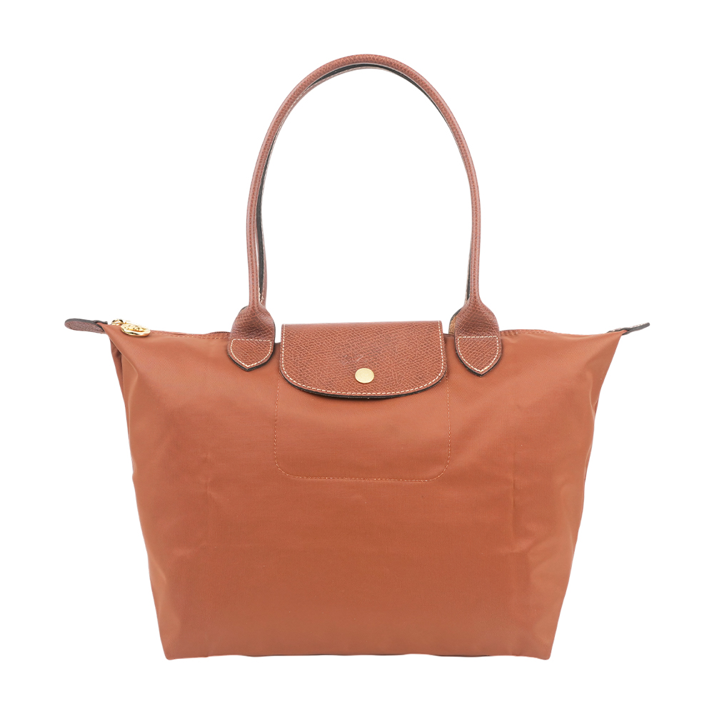 Longchamp M號長把LE PLIAGE摺疊水餃包(白蘭地酒色)