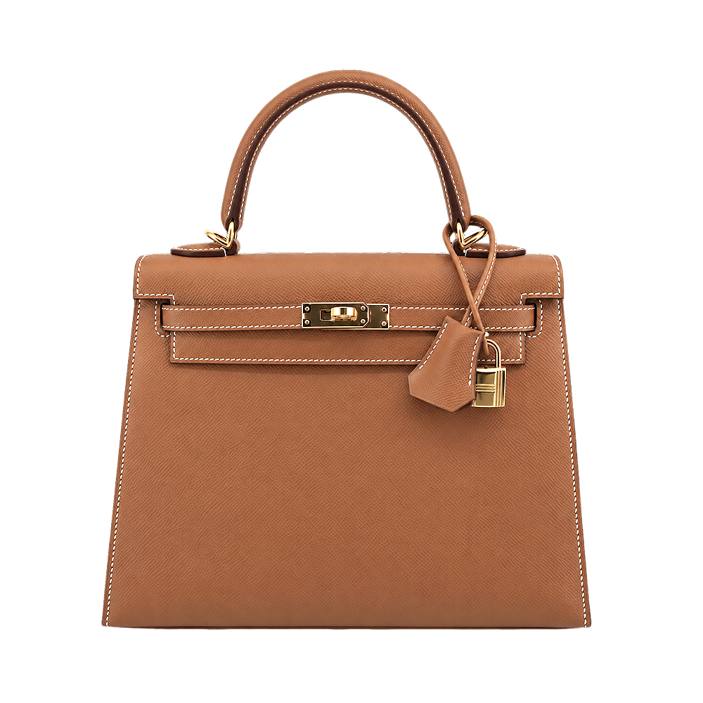 HERMES 愛馬仕 Kelly 25CM Epsom牛皮手提/肩背凱莉包(37駝金/G刻/金釦)