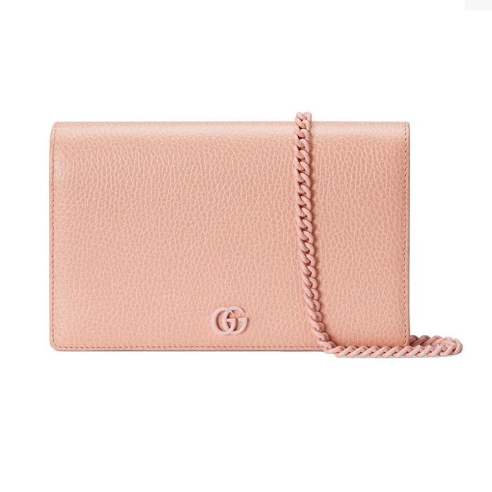 GUCCI 古馳 497985 經典牛皮暗壓釦 WOC手拿/斜背包(粉膚色)