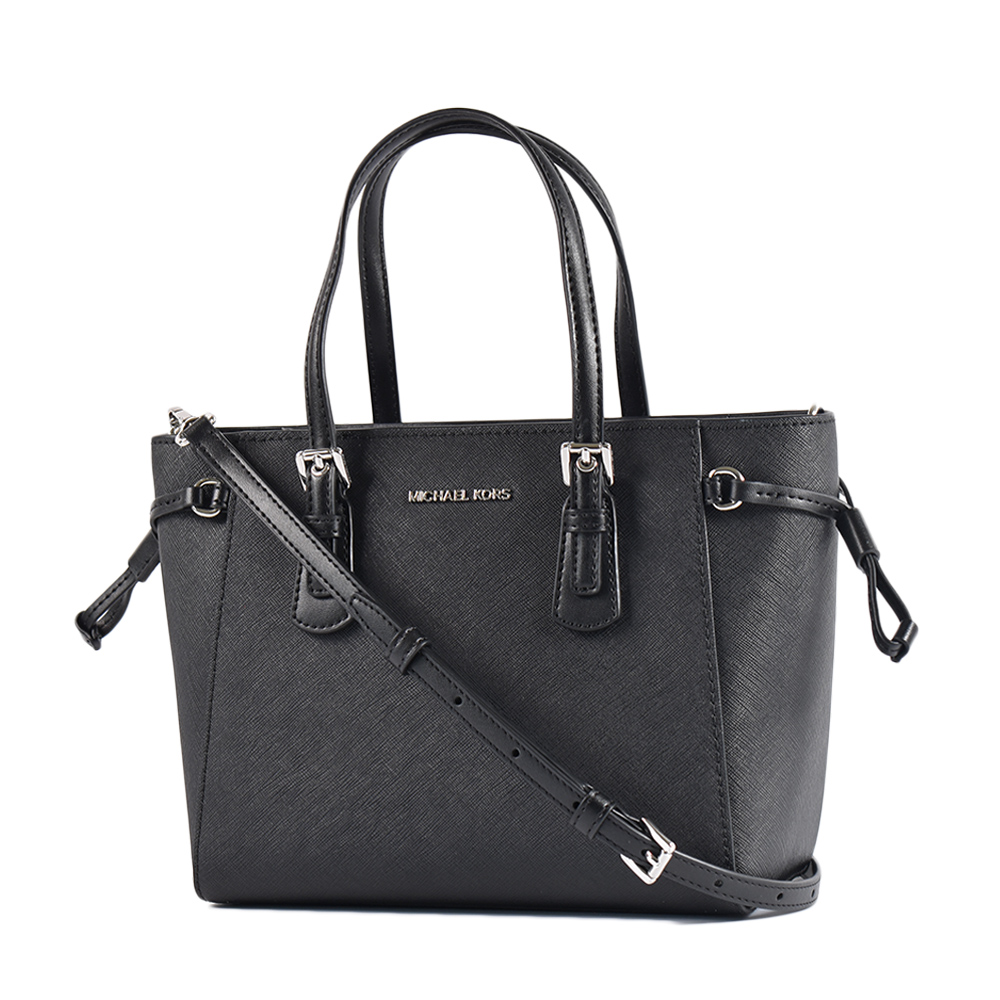 Michael Kors Voyager 防刮十字紋手提/斜背二用包-黑色/迷你款
