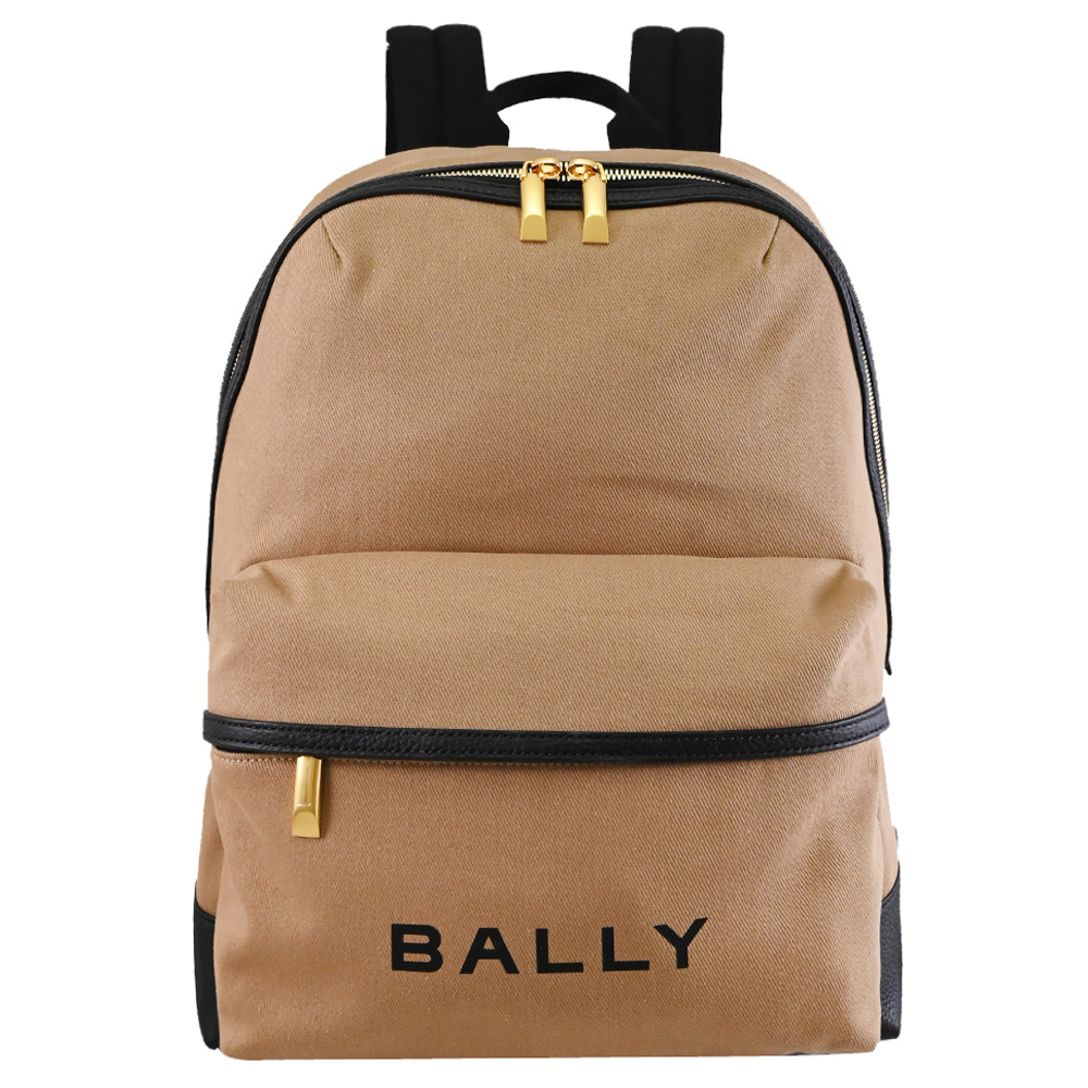 BALLY TRECK 簡約燙印LOGO帆布商旅大後背包.卡其/黑