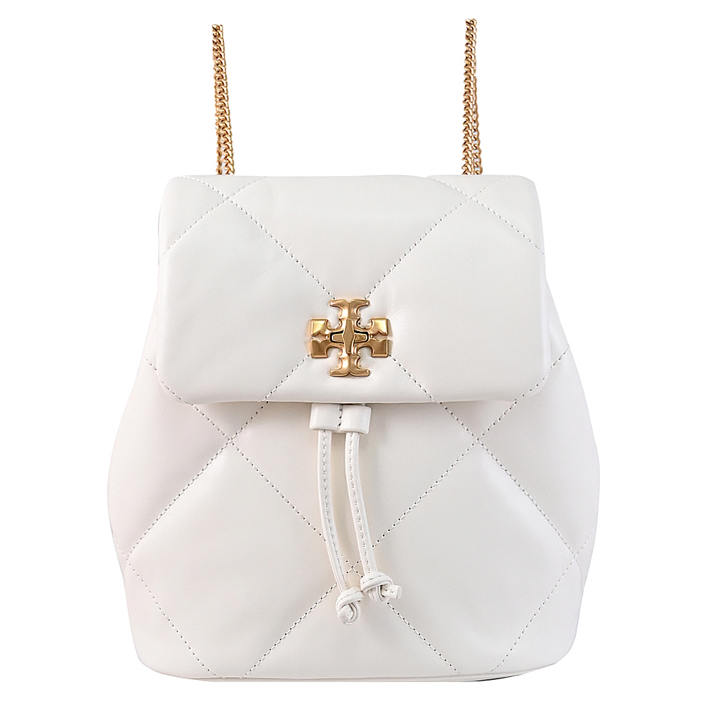 TORY BURCH KIRA 絎縫翻蓋鏈條斜背/後背包.白