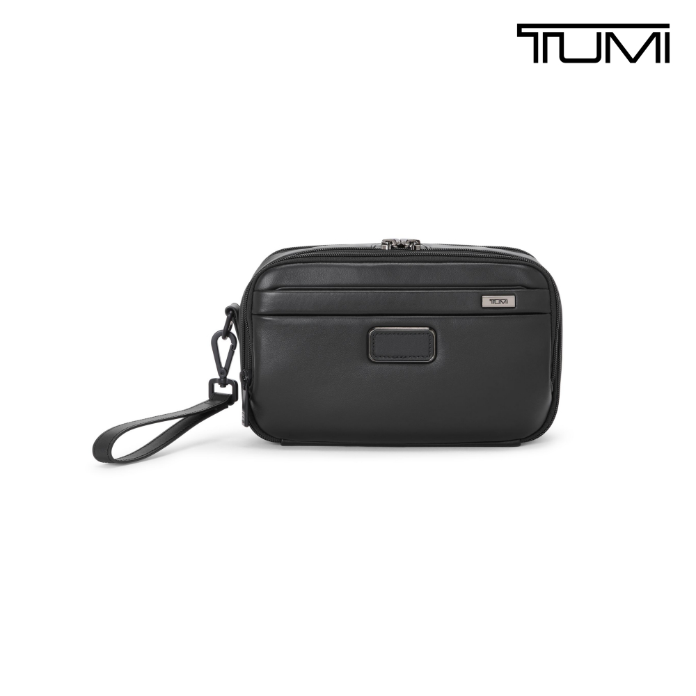 TUMI Alpha 皮革休閒手拿包 - 黑