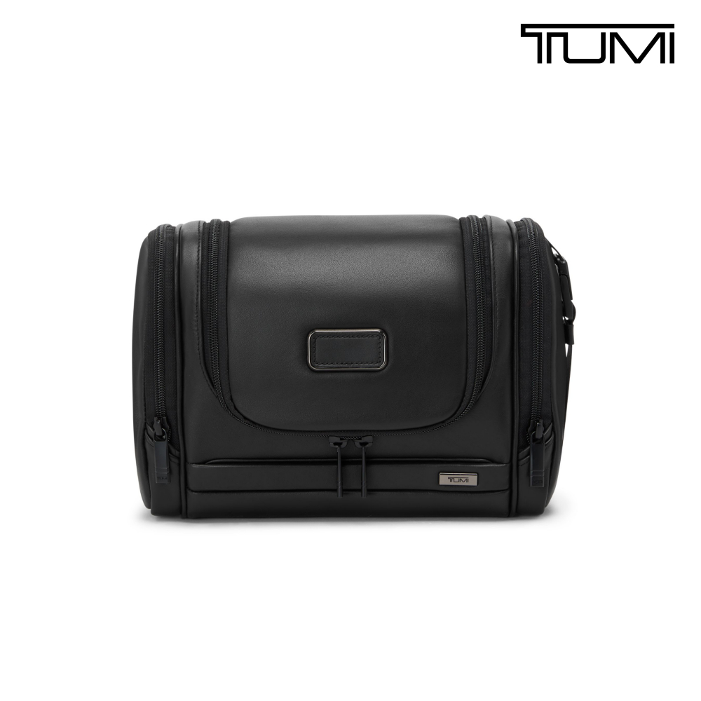 TUMI Alpha 可掛式旅行皮革收納包 - 黑
