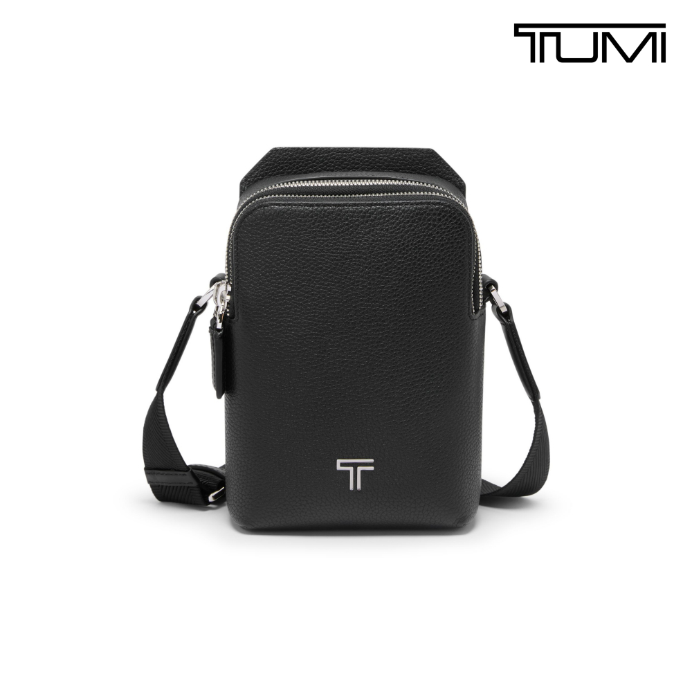 TUMI Turin Damone 小型皮革斜背包 - 黑色荔枝紋