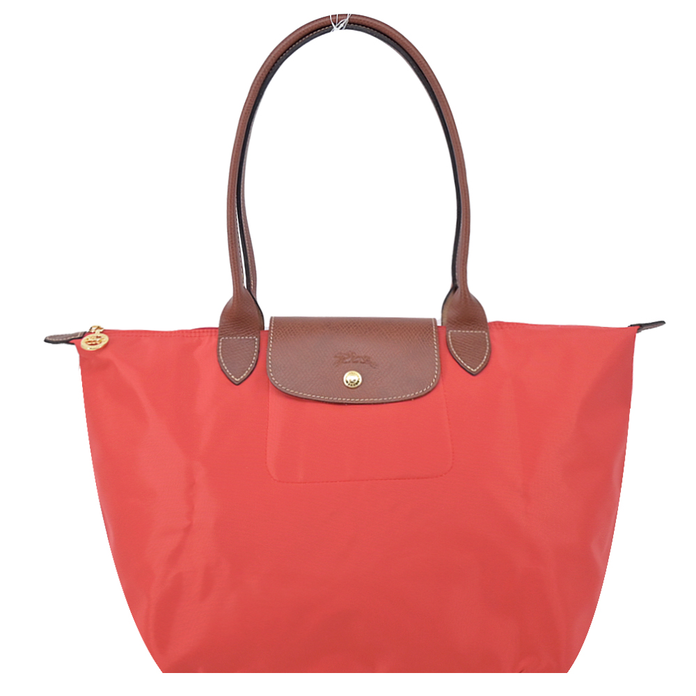Longchamp LE PLIAGE系列長把再生尼龍摺疊水餃包(大/番茄紅)