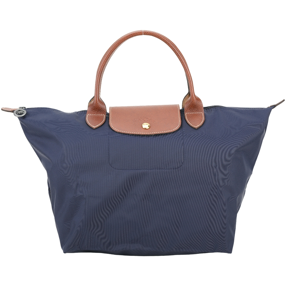 Longchamp Le pliage 中型 短提把摺疊水餃包(深藍色)