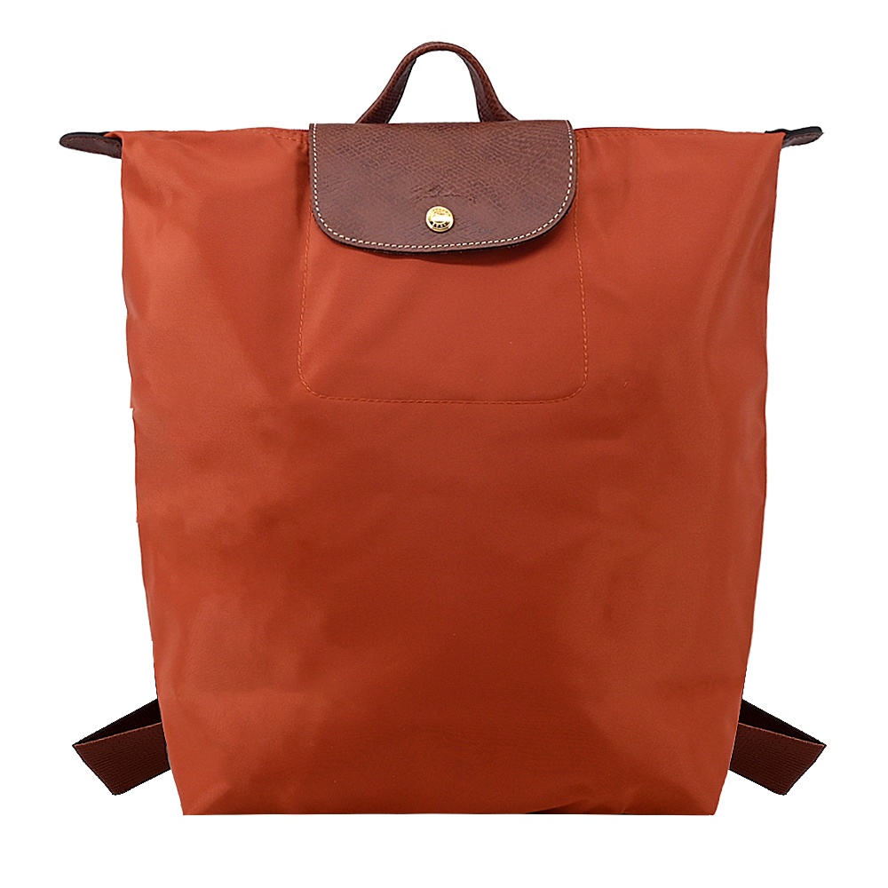 Longchamp LE PLIAGE系列再生尼龍摺疊後背包(中/磚紅)