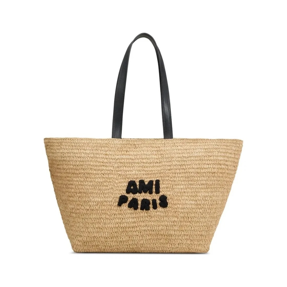 AMI PARIS RAFFIA 托特包 米白色中性包包