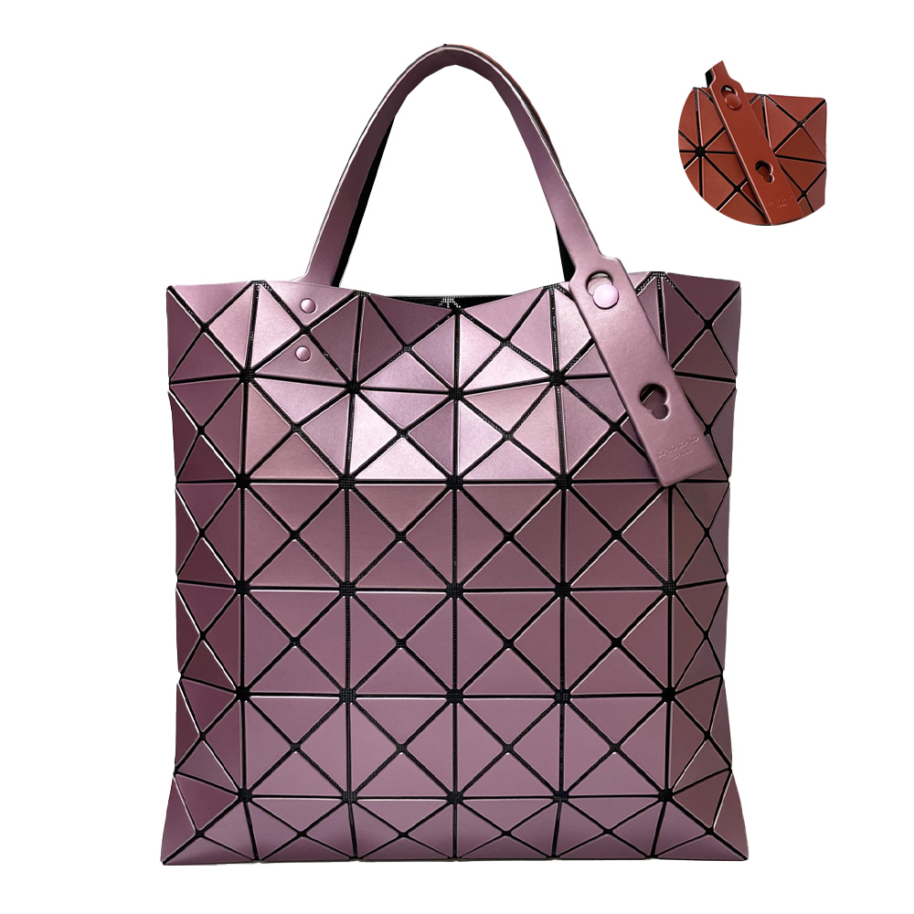 Issey Miyake 三宅一生 BAO BAO經典6X6幾何方格金屬雙色手提包(紫色x桃紅色)BB56