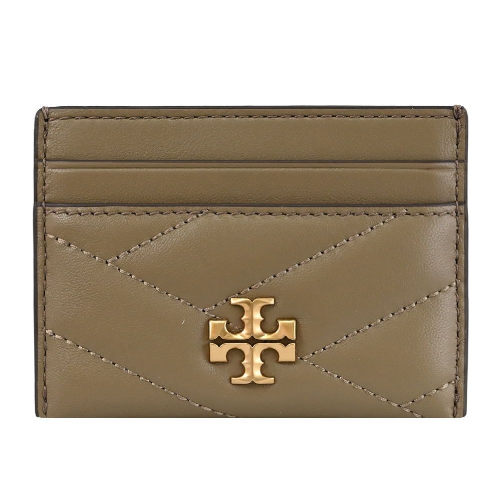 TORY BURCH 經典LOGO絎縫隨身卡片夾.灰棕色
