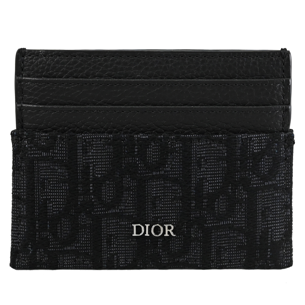 Dior 迪奧 OBLIQUE 滿版LOGO緹花六卡隨身卡夾.黑