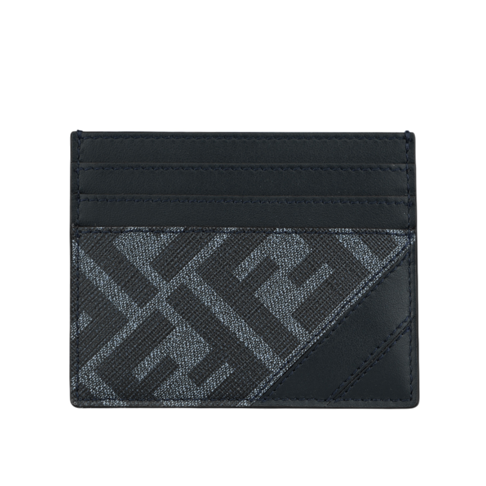 FENDI 芬迪 Diagonal FF Logo 帆布及皮革6卡卡片夾/名片夾(牛仔藍)