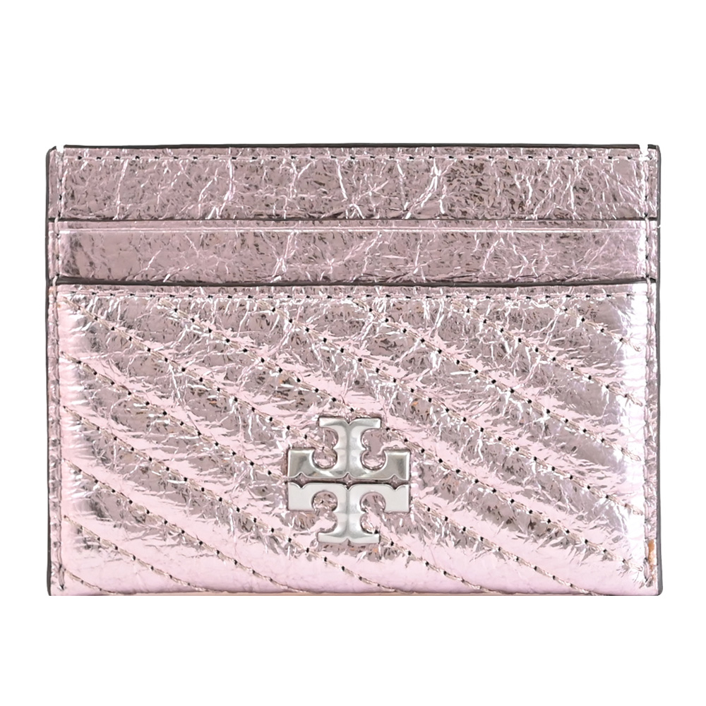 TORY BURCH 亮面揉製絎縫隨身卡片夾.粉