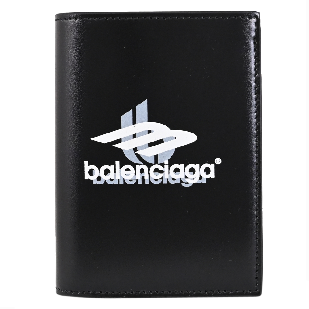 BALENCIAGA 巴黎世家 滑面牛皮卡包/簡易皮夾.黑
