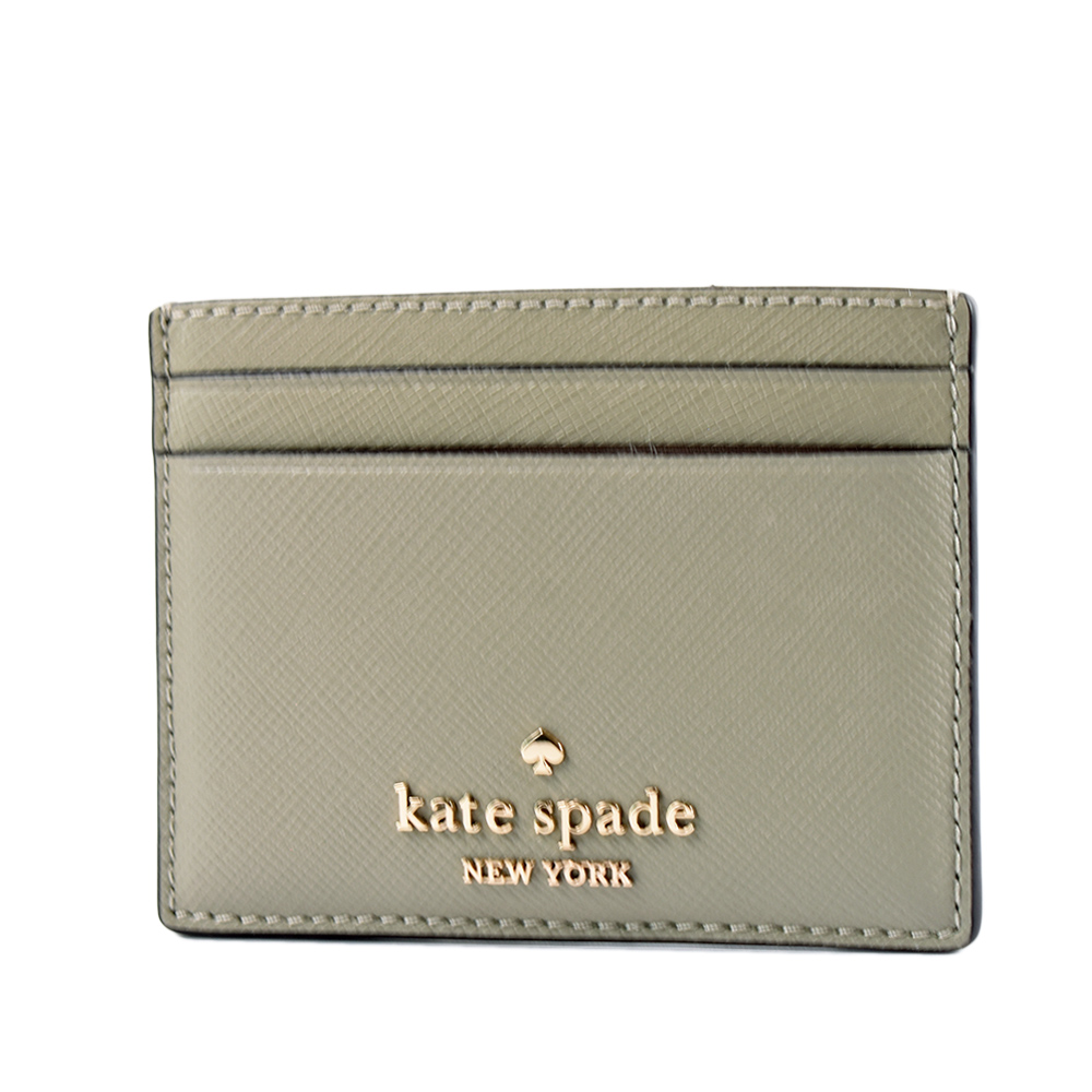 Kate Spade 十字紋防刮名片夾-暗松綠