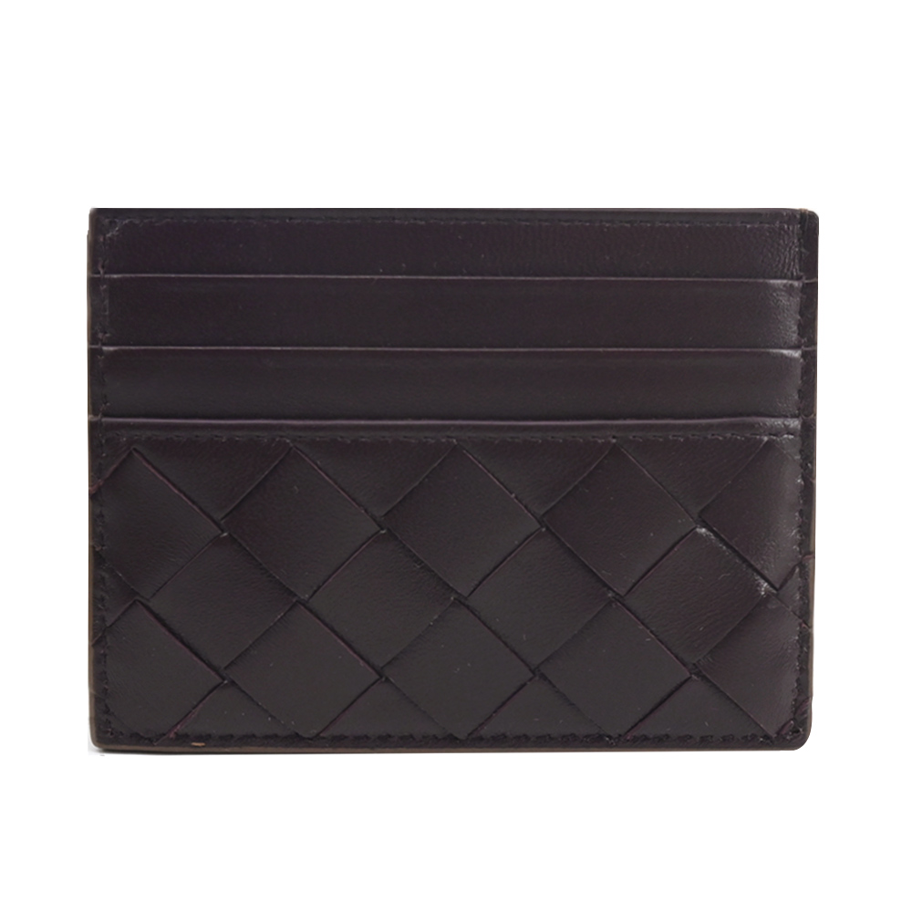 BOTTEGA VENETA 寶緹嘉 經典編織雙色小羊皮卡片夾(紅寶石色/棕色)