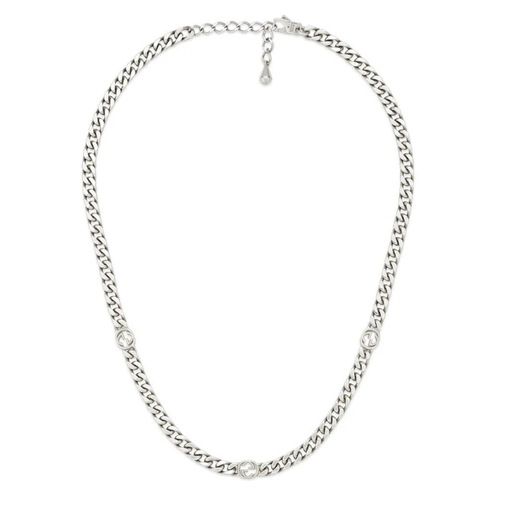 GUCCI 古馳 INTERLOCKING G銀項鍊 925銀