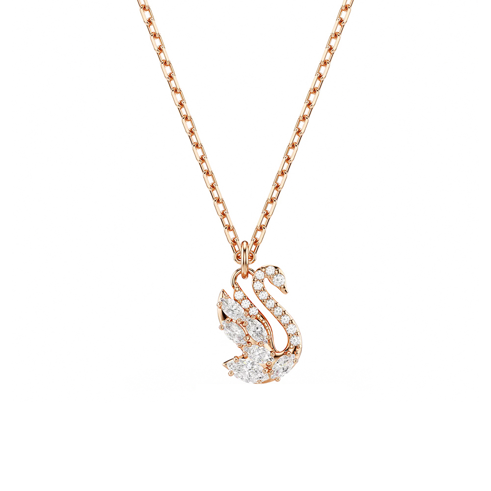 SWAROVSKI 施華洛世奇 Swan 優雅天鵝 白色鋯石項鍊-玫瑰金