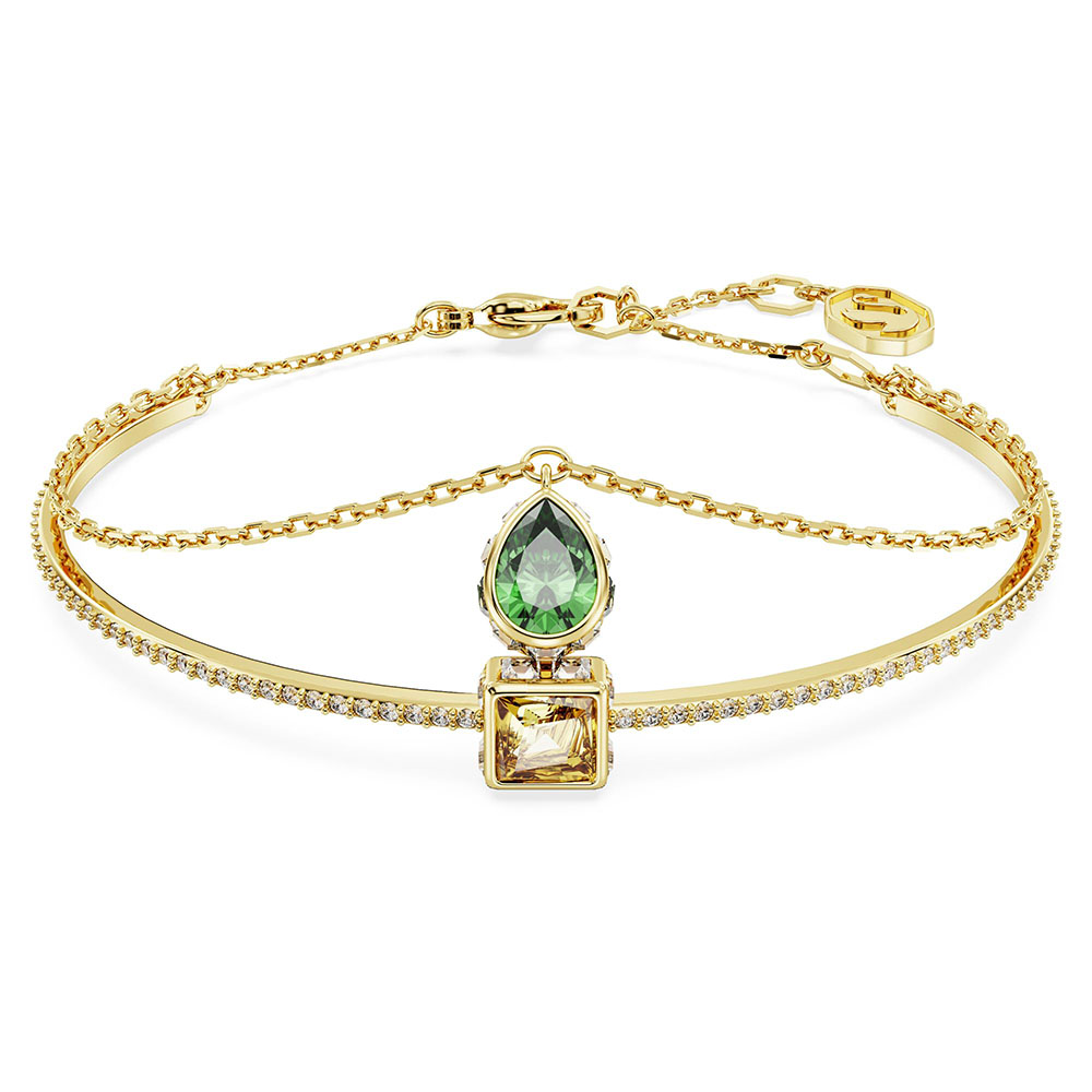SWAROVSKI 施華洛世奇 施華洛世奇 金色雙環綠水晶手鐲