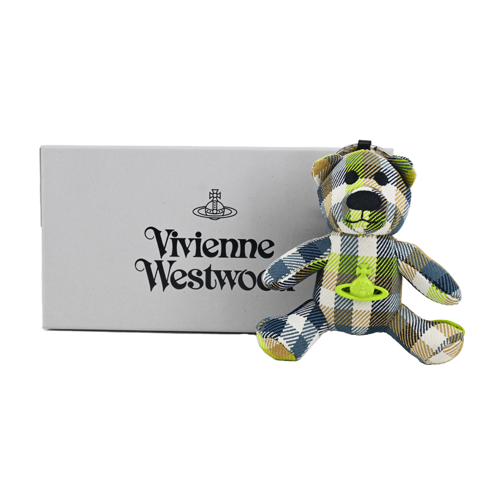 Vivienne Westwood 薇薇安魏斯伍德 Teddy Bear Keyring 經典 Fluro 蘇格蘭格紋立體泰迪熊鑰匙圈