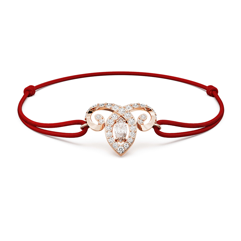 SWAROVSKI 施華洛世奇 Chinese Zodiac 新春羊年璀璨喜氣紅繩手鍊-玫瑰金