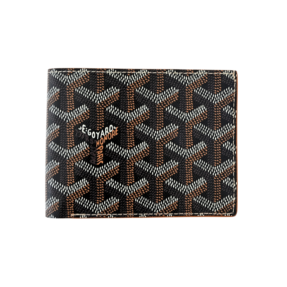 GOYARD 高雅德 Victoire 帆布LOGO牛皮八卡短夾(黑/棕/內裡黃)