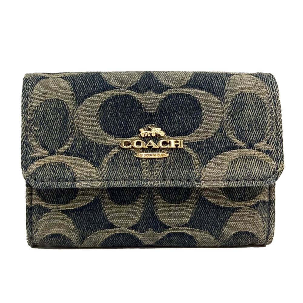 COACH 蔻馳 C LOGO女款卡夾名片夾零錢包(仿舊牛仔藍)