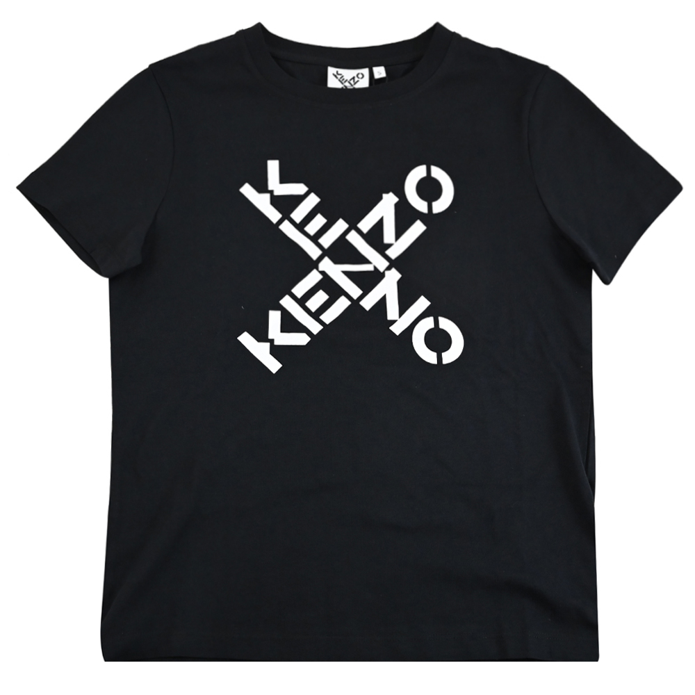 KENZO 高田賢三 品牌燙印LOGO標誌棉質短T恤.黑